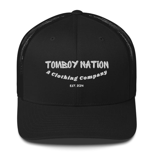 Tomboy Nation Black Curvy Trucker Hat