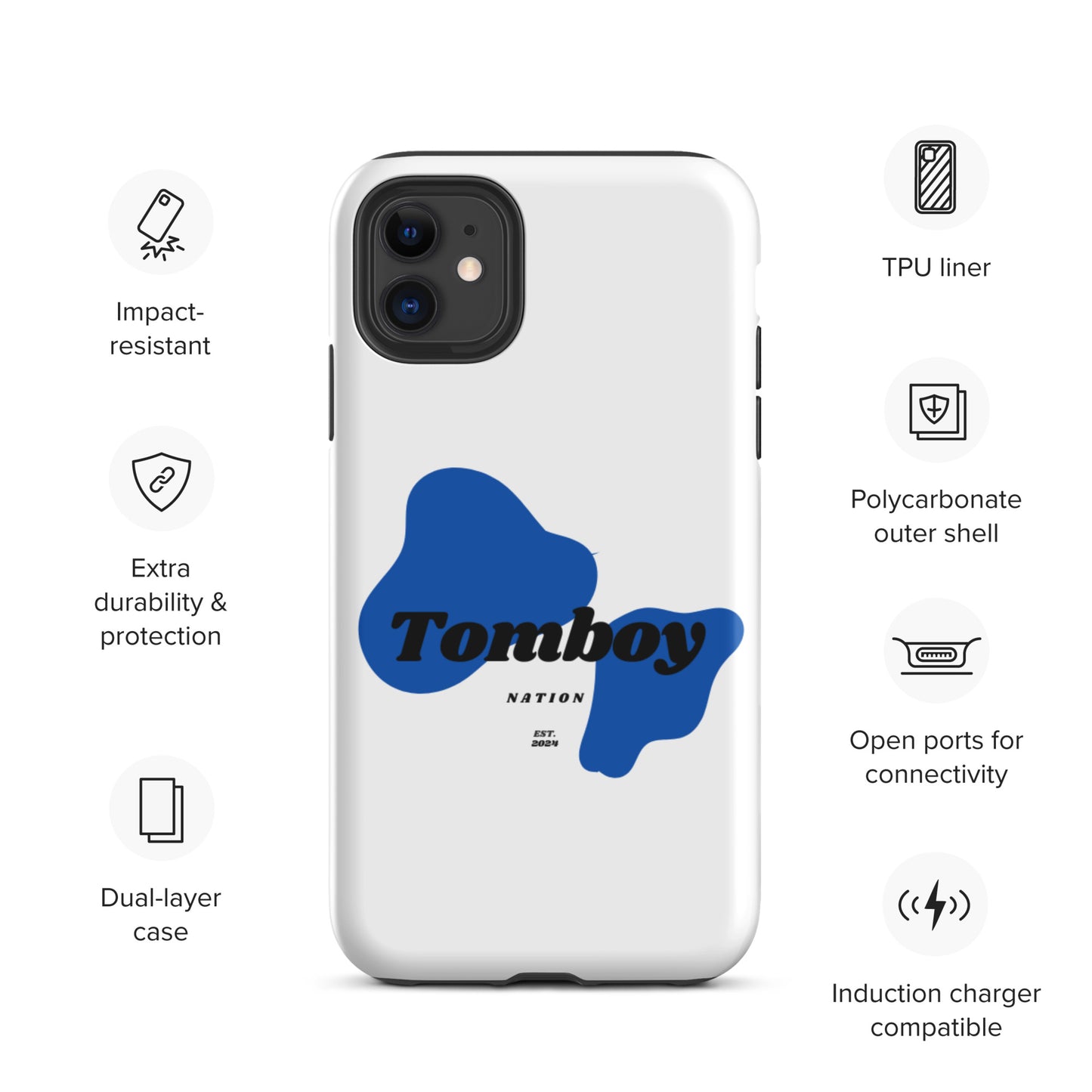 Tomboy Nation Spotted White Tough Case for iPhone®