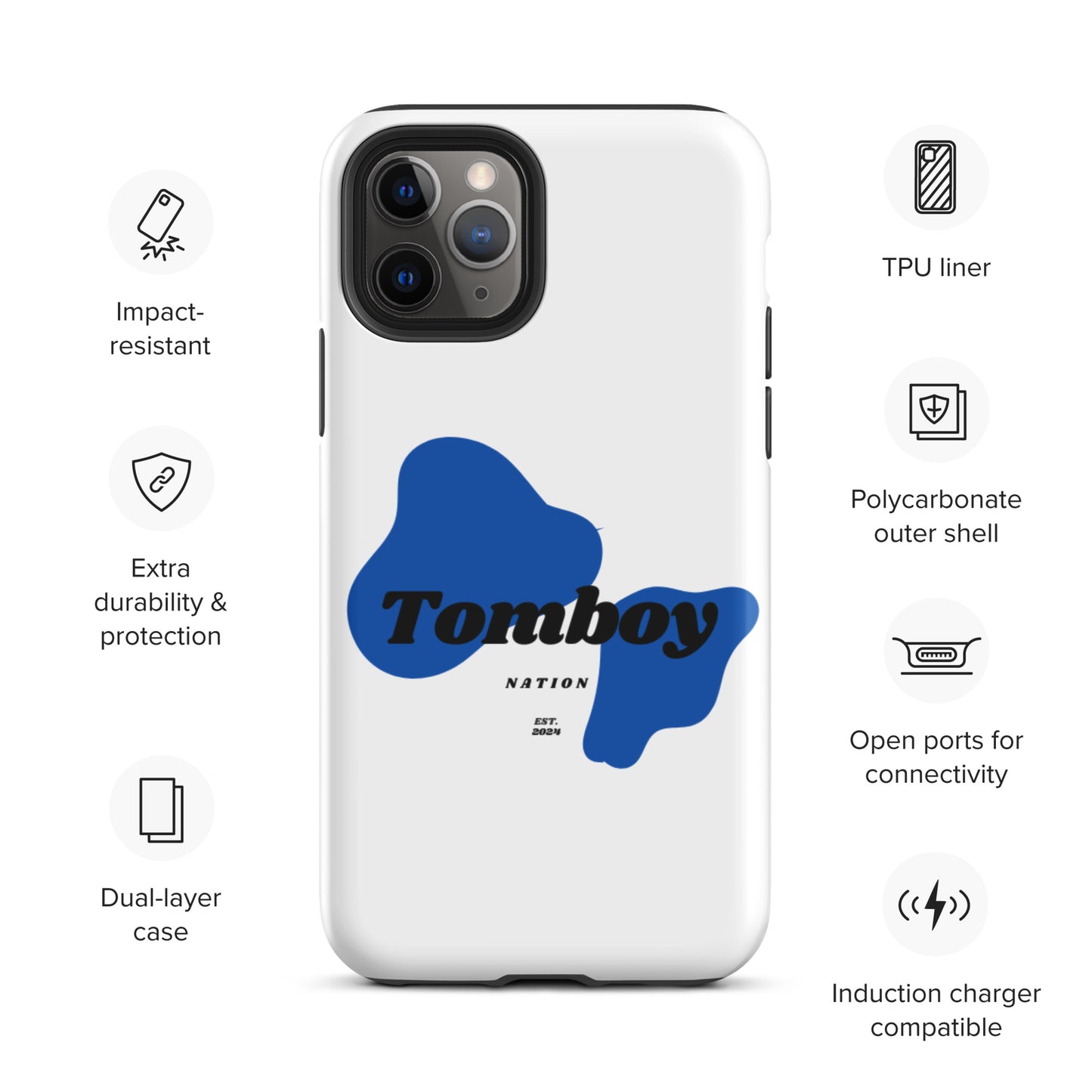 Tomboy Nation Spotted White Tough Case for iPhone®