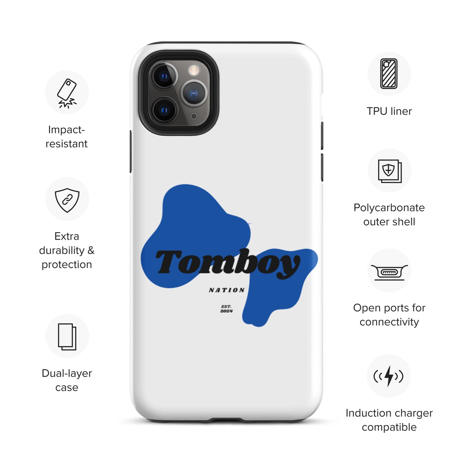 Tomboy Nation Spotted White Tough Case for iPhone®