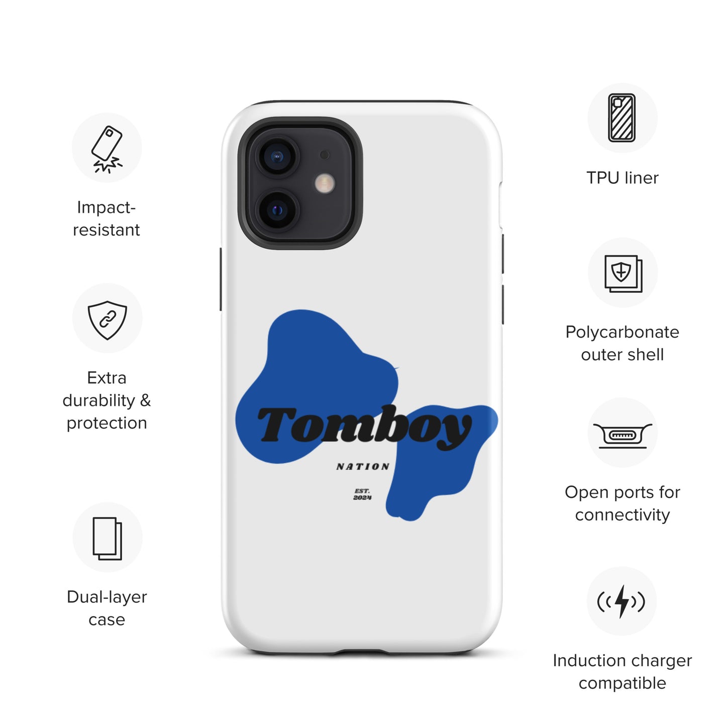 Tomboy Nation Spotted White Tough Case for iPhone®