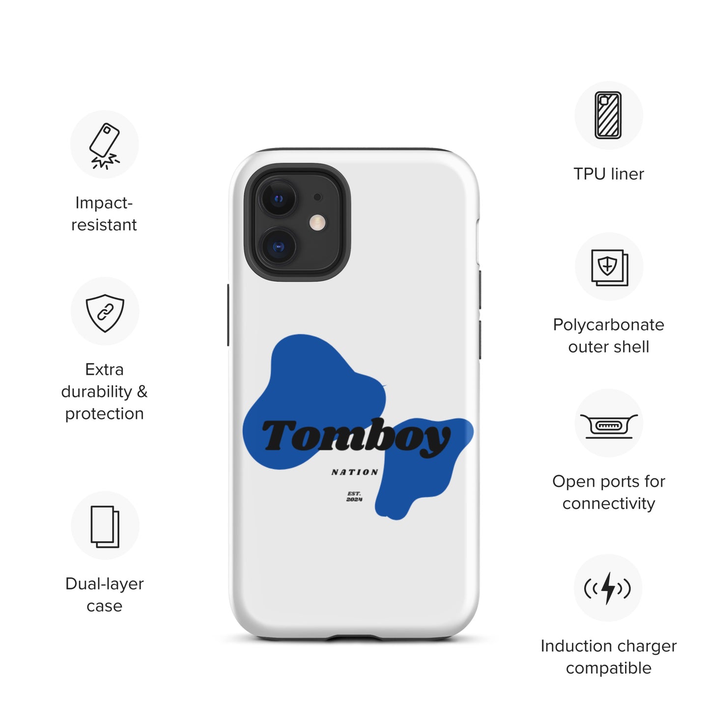 Tomboy Nation Spotted White Tough Case for iPhone®