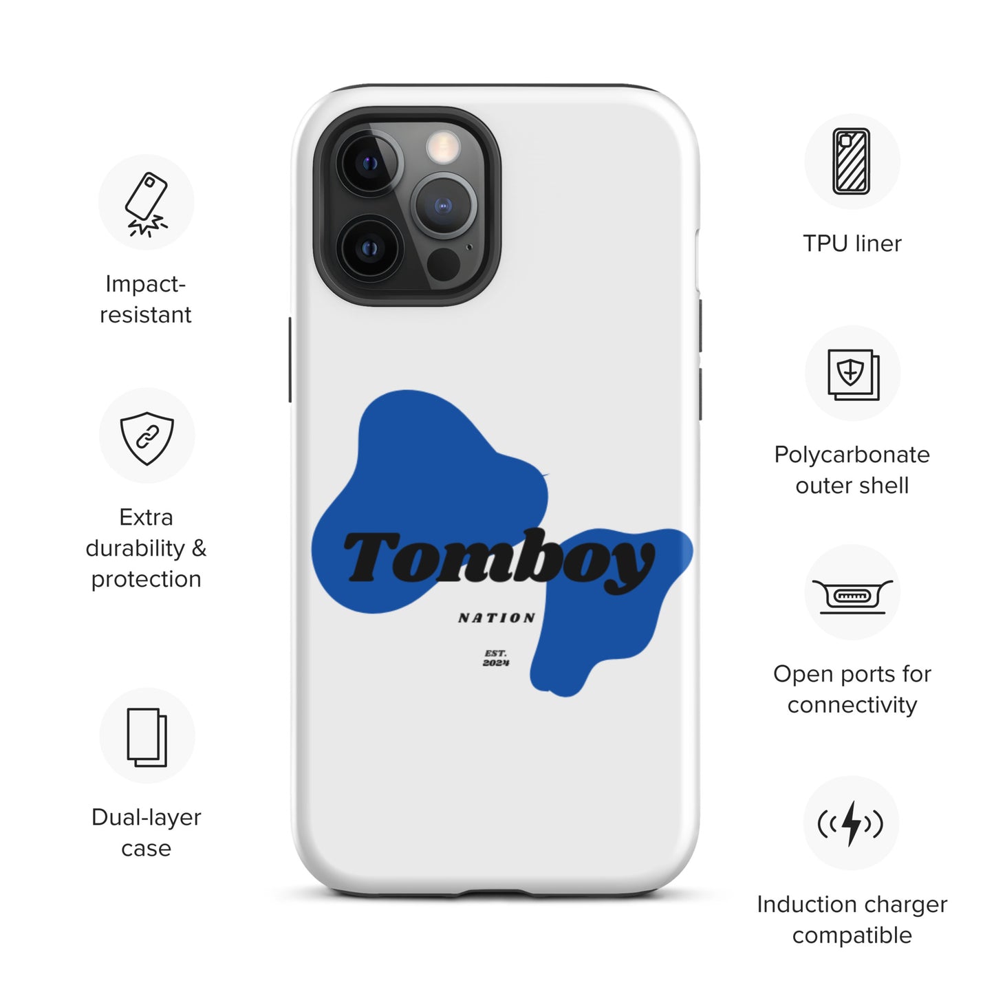 Tomboy Nation Spotted White Tough Case for iPhone®