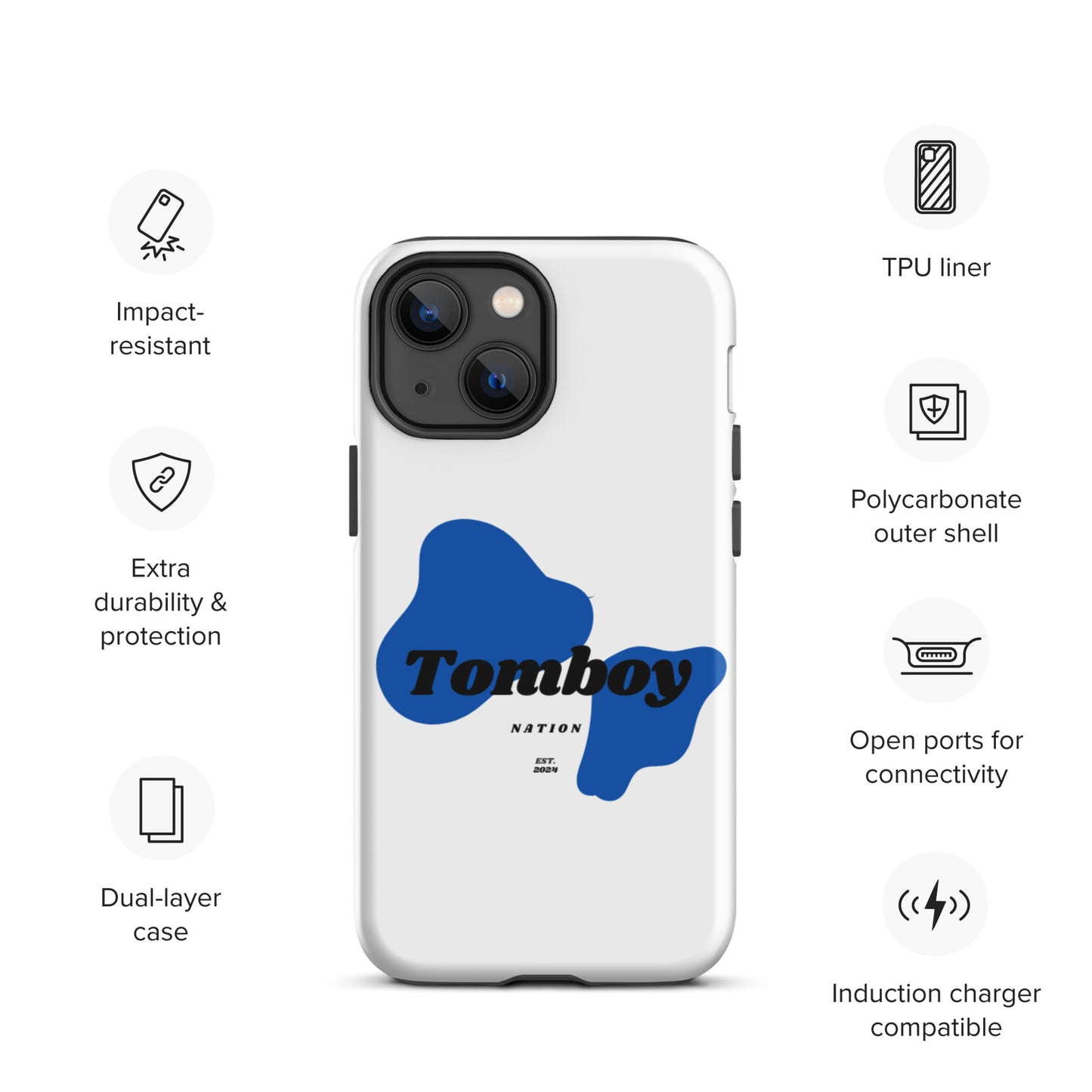 Tomboy Nation Spotted White Tough Case for iPhone®