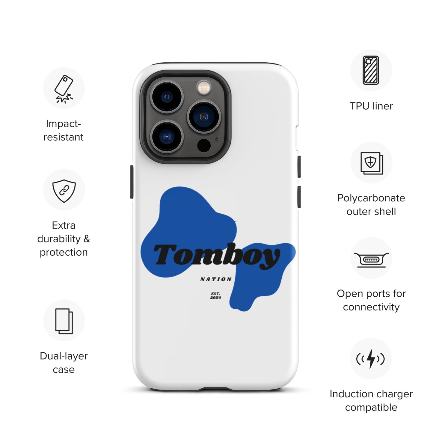 Tomboy Nation Spotted White Tough Case for iPhone®