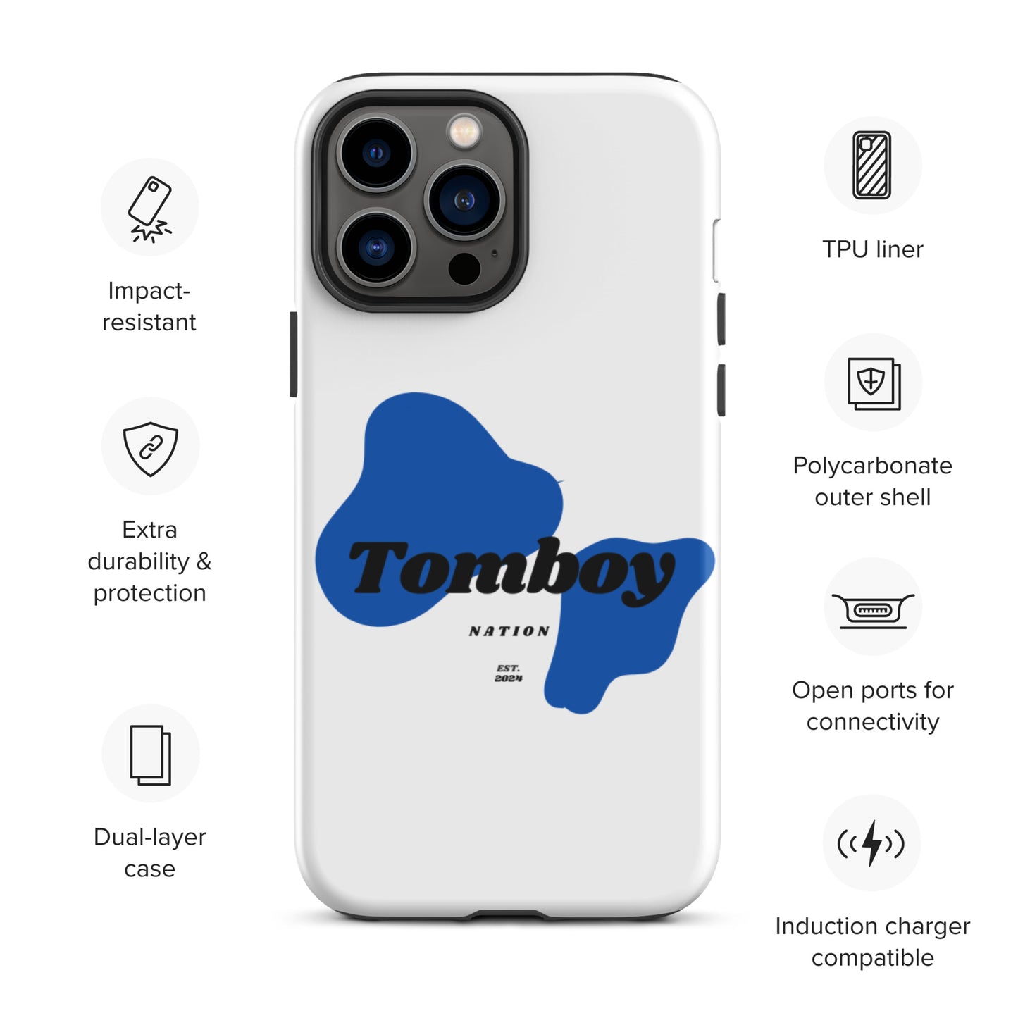 Tomboy Nation Spotted White Tough Case for iPhone®