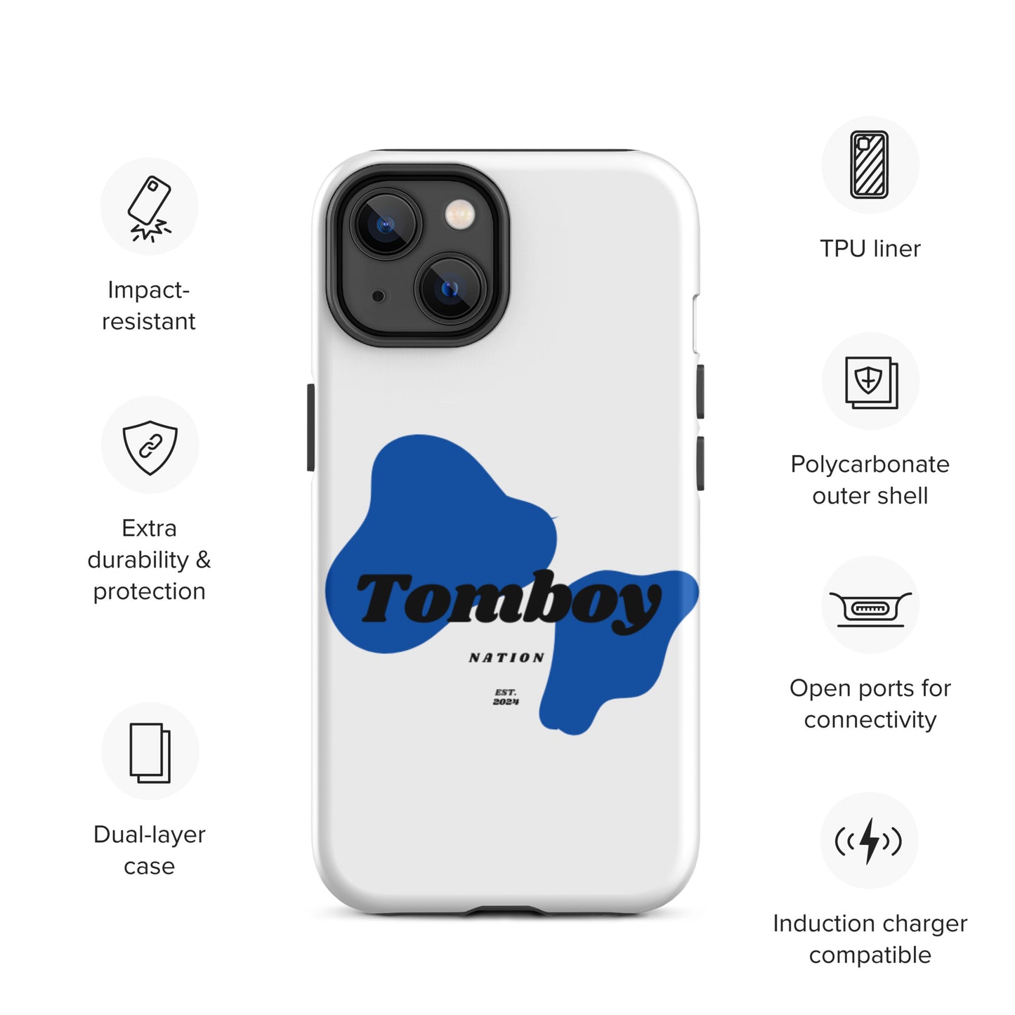 Tomboy Nation Spotted White Tough Case for iPhone®