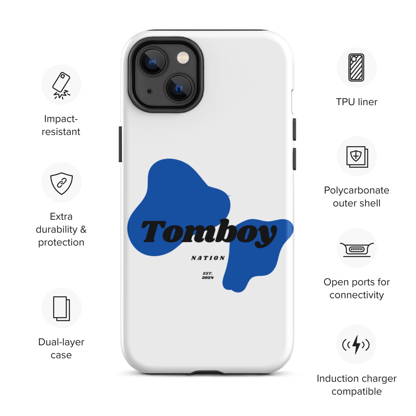 Tomboy Nation Spotted White Tough Case for iPhone®