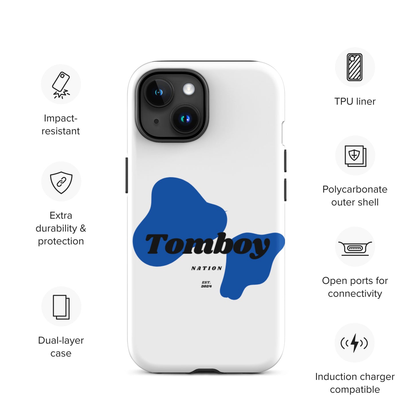 Tomboy Nation Spotted White Tough Case for iPhone®