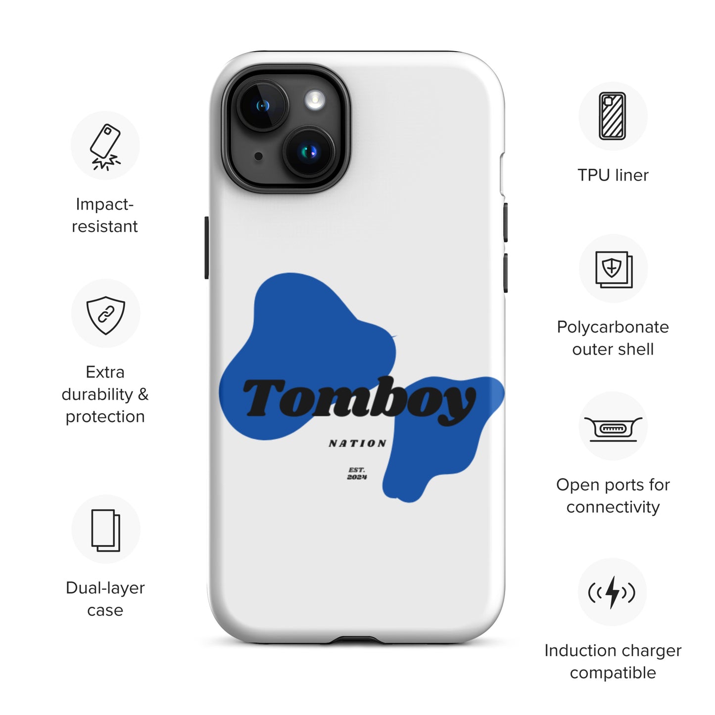 Tomboy Nation Spotted White Tough Case for iPhone®