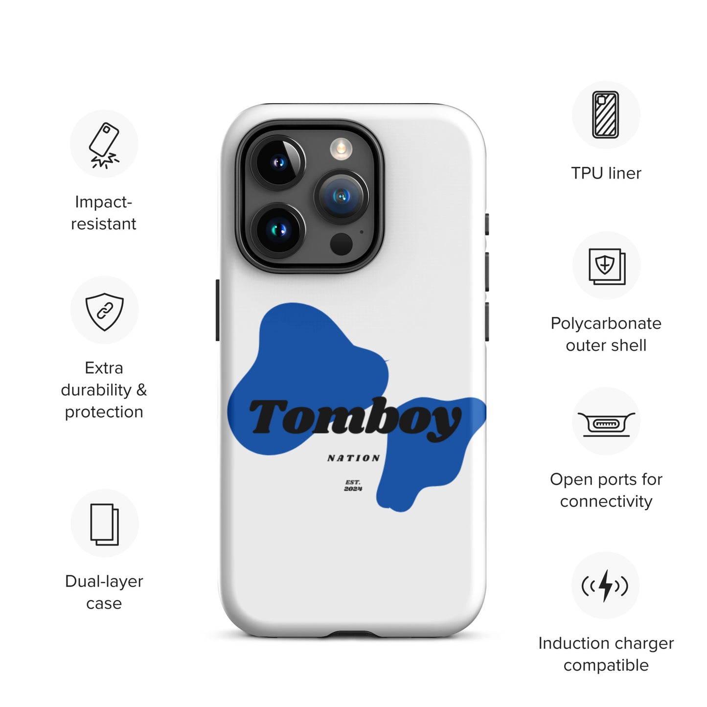 Tomboy Nation Spotted White Tough Case for iPhone®