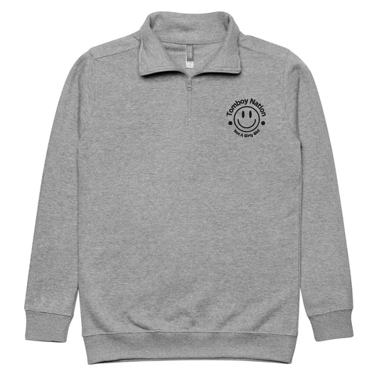 Tomboy Nation Grey Smiley Fleece pullover