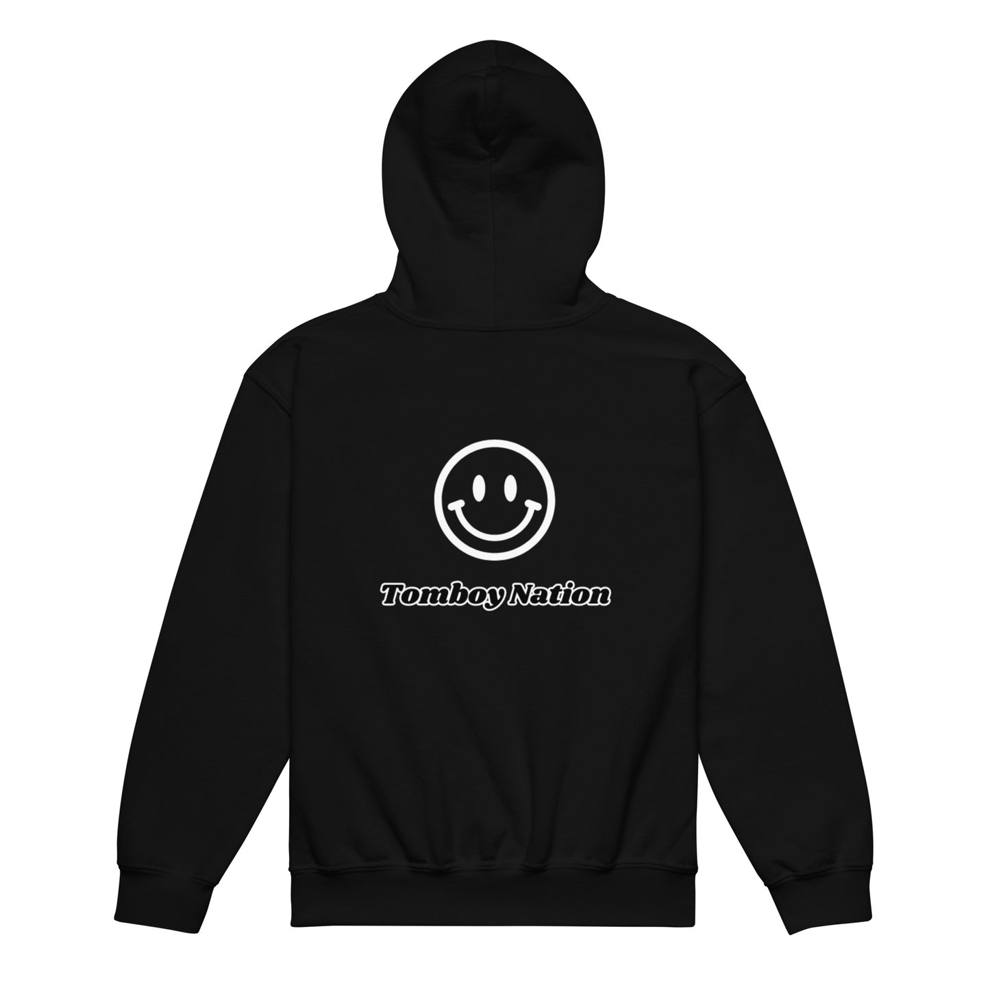 Big Kids Tomboy Nation Black Smiley Hoodie