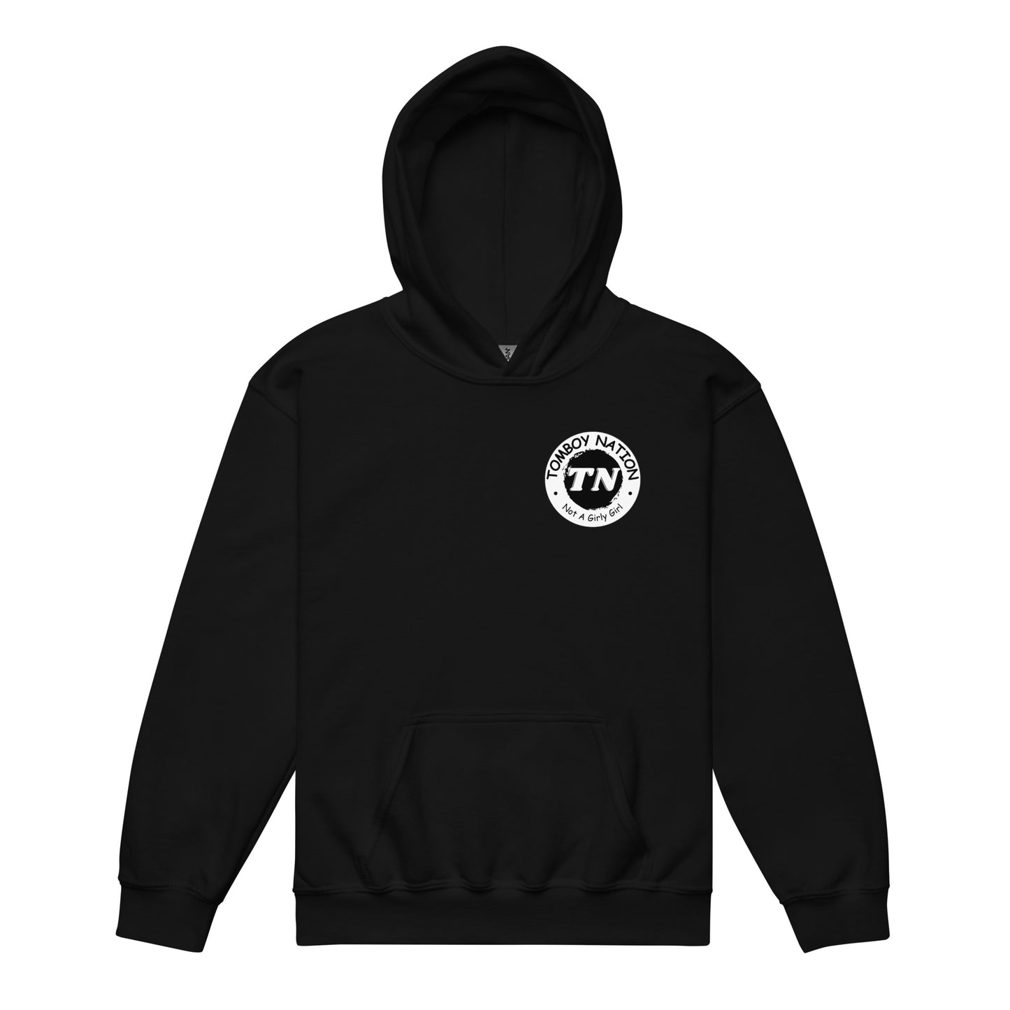 Big Kids Tomboy Nation Black Smiley Hoodie