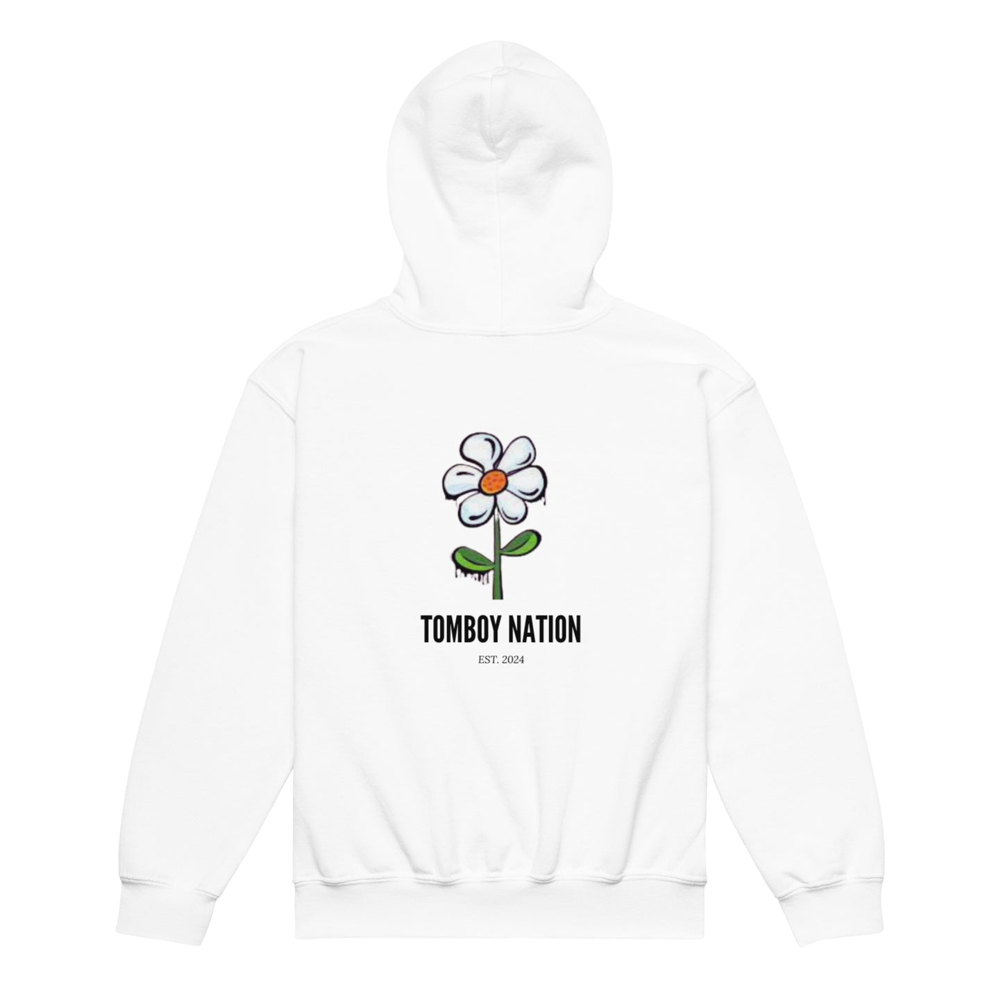 Big Kids Tomboy Nation White Flower Hoodie